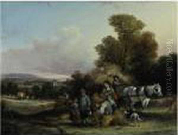 Harvesting In Surrey Oil Painting by William Joseph Shayer