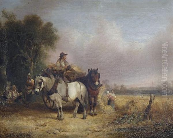 Harvest Scene Oil Painting by Snr William Shayer