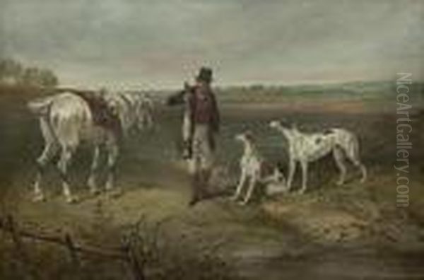 Hare Coursing Oil Painting by Snr William Shayer