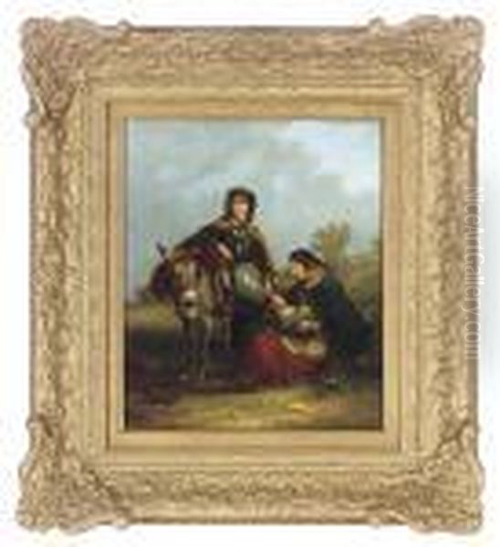 Travellers Resting Oil Painting by Snr William Shayer