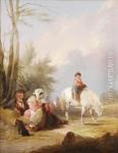 A Rest By Thewayside Oil Painting by Snr William Shayer