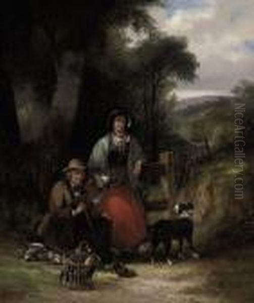 A Rest On The Way To Market Oil Painting by Snr William Shayer