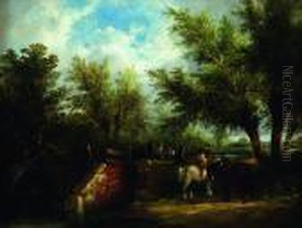 Scene Champetre Oil Painting by Snr William Shayer