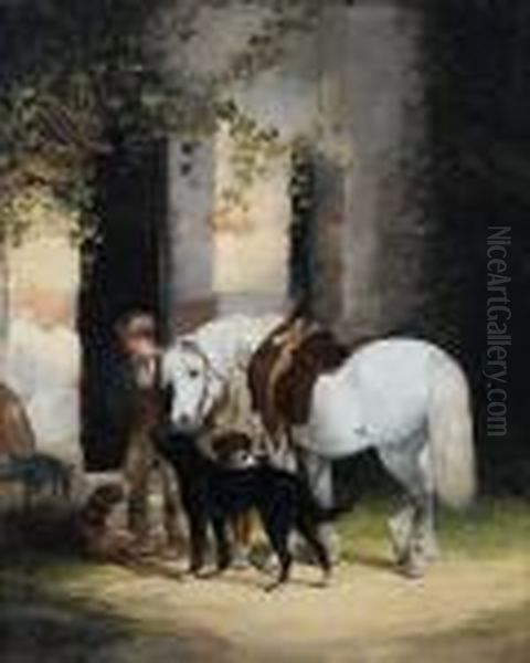 The Gamekeeper's Companions Oil Painting by Snr William Shayer