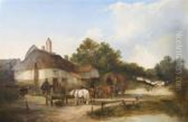 Cottage Scene Oil Painting by Snr William Shayer