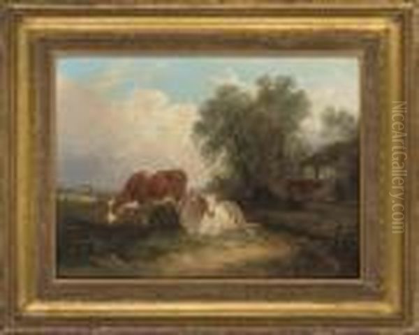 Cattle Resting In The Field Oil Painting by Snr William Shayer