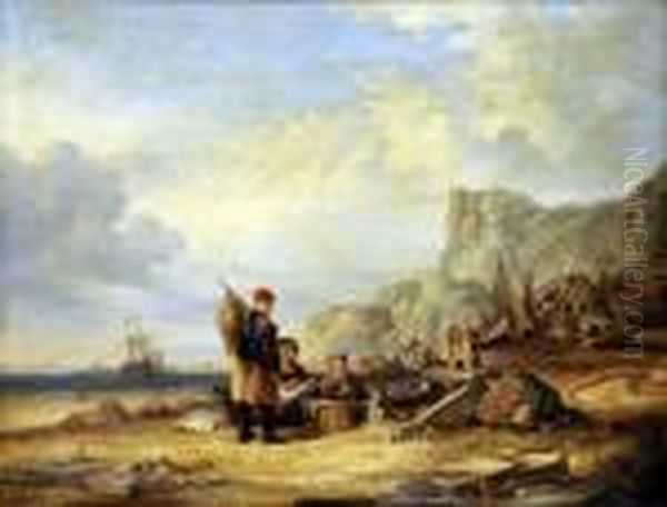 On The Beach, Near Hastings Oil Painting by Snr William Shayer