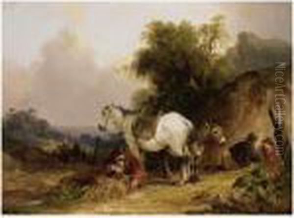 The Fern Gatherers Oil Painting by Snr William Shayer