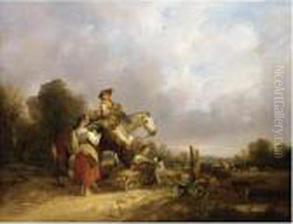 A Gypsy Family, New Forest Oil Painting by Snr William Shayer