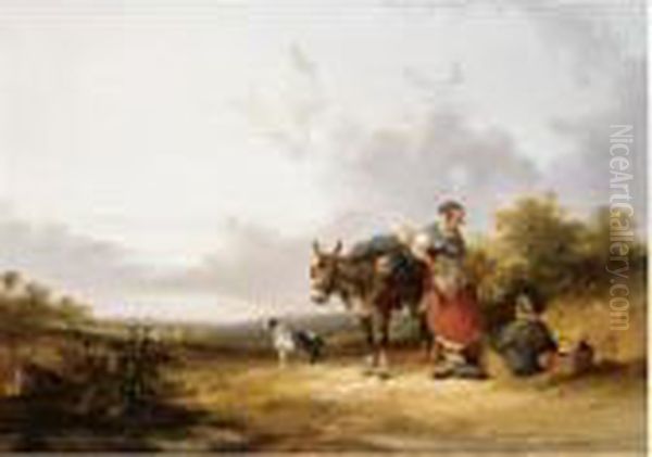 Peasants Resting On The Wayside Oil Painting by Snr William Shayer