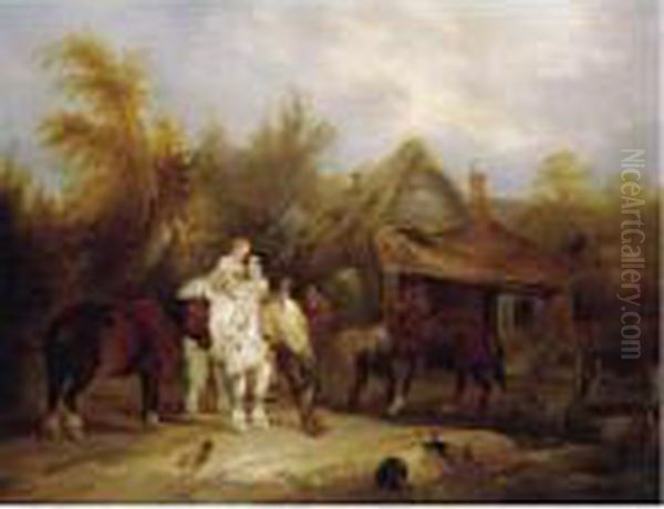 A Homestead Oil Painting by Snr William Shayer