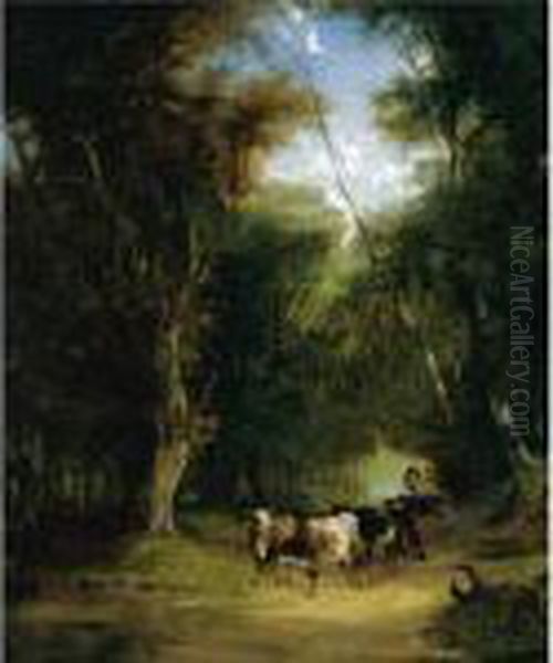 In The New Forest Oil Painting by Snr William Shayer