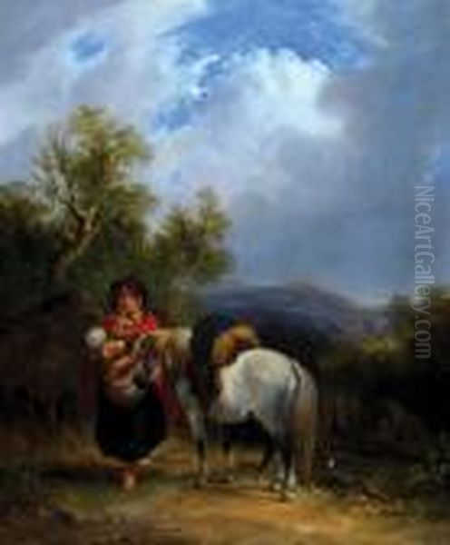 Gypsies Oil Painting by Snr William Shayer