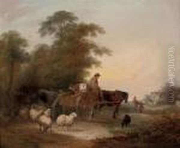 On The Way To Market Oil Painting by Snr William Shayer