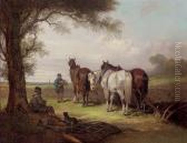 The Ploughman's Break Oil Painting by Snr William Shayer