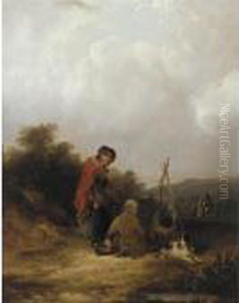 Gypsy Encampment Oil Painting by Snr William Shayer