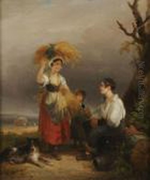 The Gleaners Oil Painting by Snr William Shayer