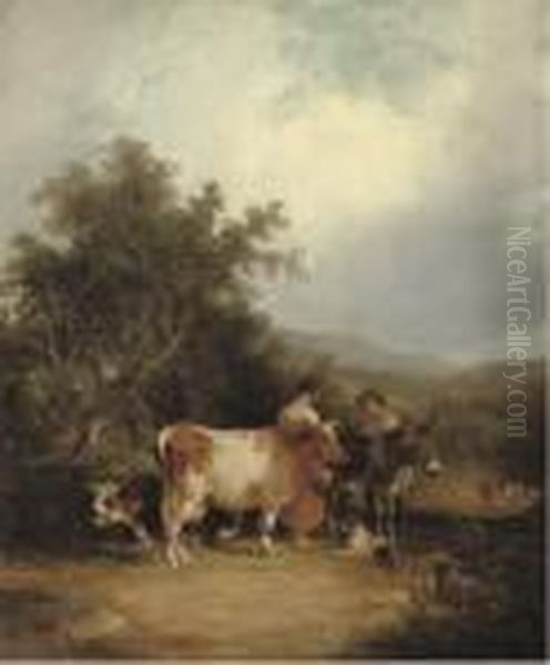 A Romantic Encounter On A Hilltop Oil Painting by Snr William Shayer