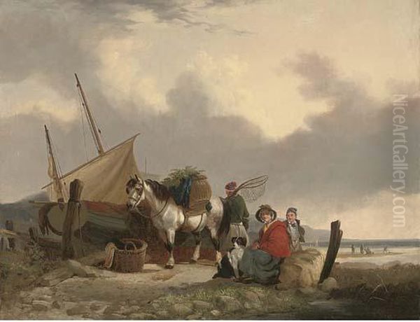 Loading Up The Day's Catch Oil Painting by Snr William Shayer