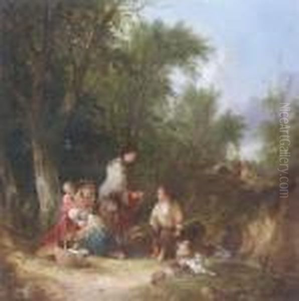 A Gypsy Camp In The New Forest Oil Painting by Snr William Shayer