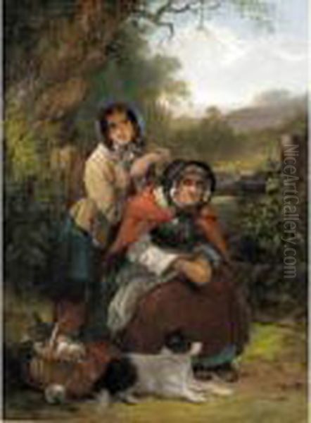 Returning From The Market Day Oil Painting by Snr William Shayer