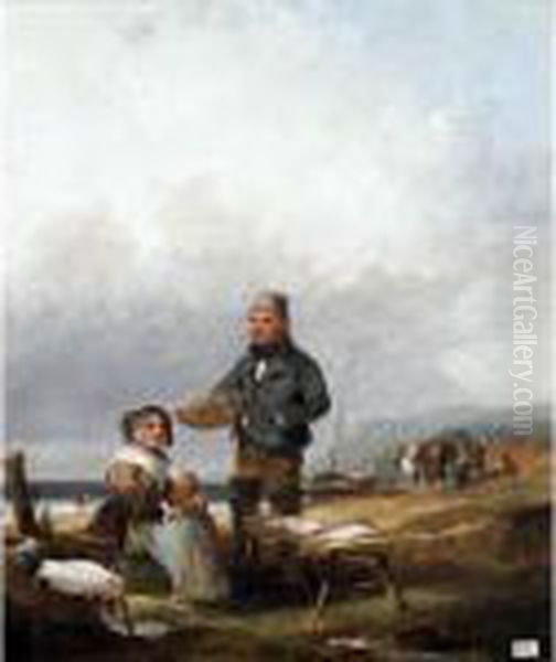 The Fish Tale Oil Painting by Snr William Shayer