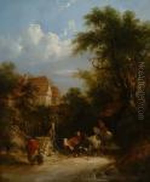 Returning From Market Oil Painting by Snr William Shayer