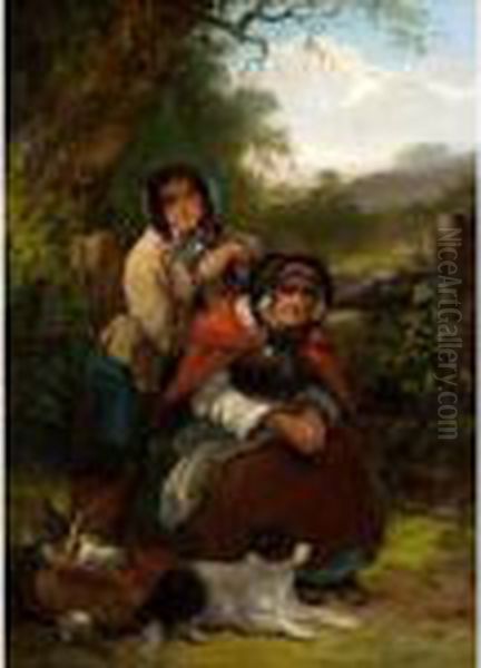 Returning From The Market Day Oil Painting by Snr William Shayer