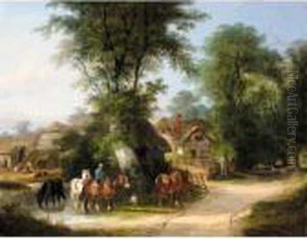 The Watering Place Oil Painting by Snr William Shayer