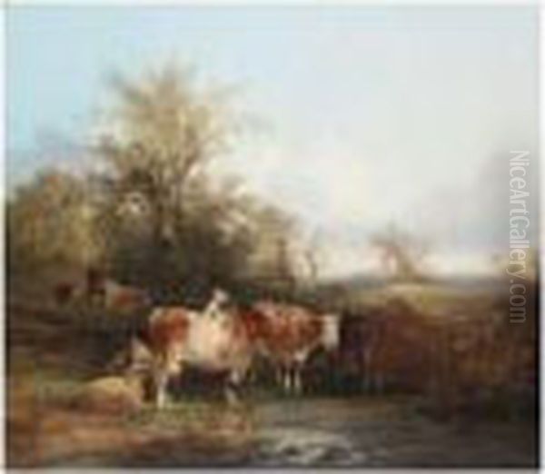 The Watering Place Oil Painting by Snr William Shayer