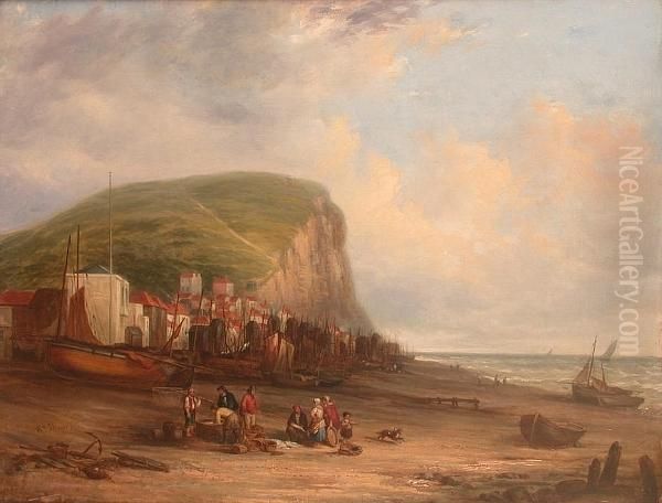 The Beach At Hastings Oil Painting by Snr William Shayer