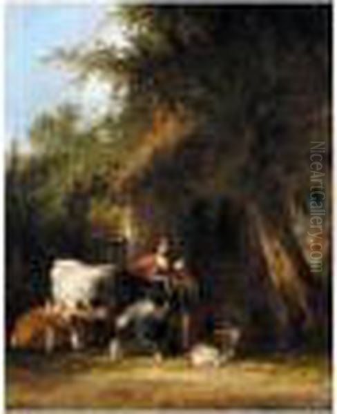 Outside The Cottage Oil Painting by Snr William Shayer