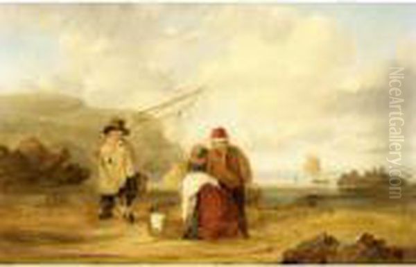 Children Sorting Fish Oil Painting by Snr William Shayer