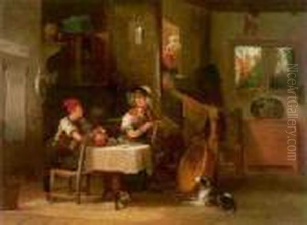 Idle Conversation Oil Painting by Snr William Shayer