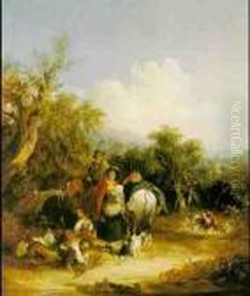 Gypsy Family Oil Painting by Snr William Shayer