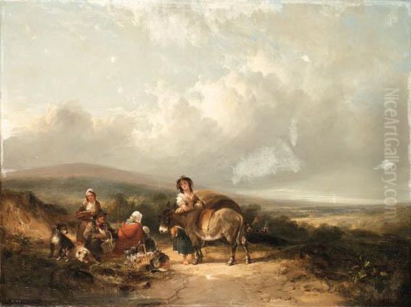 The Gypsy Encampment Near Honiton, Devonshire Oil Painting by Snr William Shayer