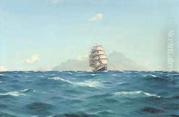 A brigantine off what is thought to be Tenerife Oil Painting by Thomas Jacques Somerscales