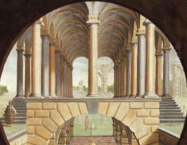 Architectural Capriccio Oil Painting by Jacobus Saeys