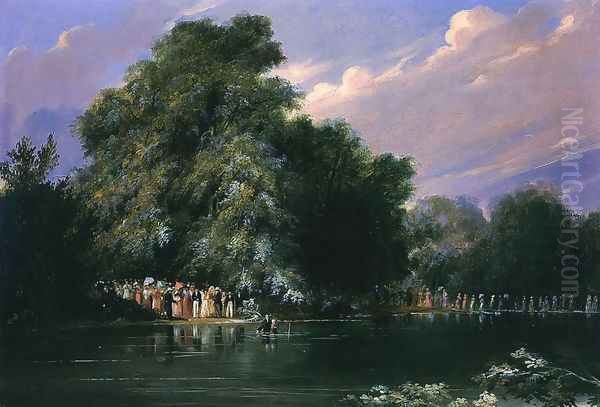 Baptism in Virginia Oil Painting by Russell Smith