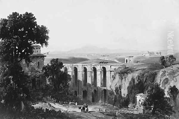 Civita Castellana and Mount Soracte, 1852 Oil Painting by Russell Smith