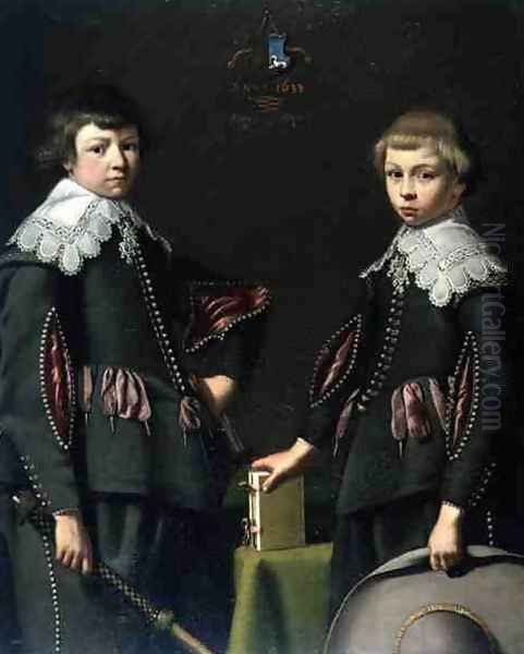 Two Young Boys Oil Painting by Dirck Dircksz. Santvoort