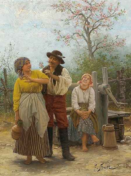 At the Well Oil Painting by Franciszek Streitt