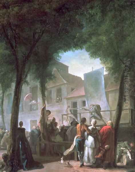 A Street Show in Paris La Parade du Boulevard 1760 Oil Painting by Gabriel Jacques de Saint-Anton