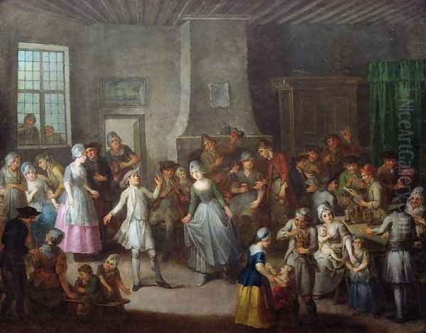 Interior of a Tavern Oil Painting by Gabriel Jacques de Saint-Anton