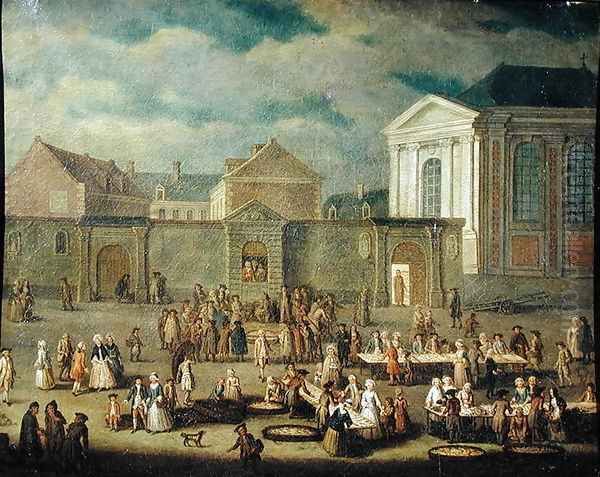 The Fish Market at Cambrai, 1778 Oil Painting by Gabriel Jacques de Saint-Anton