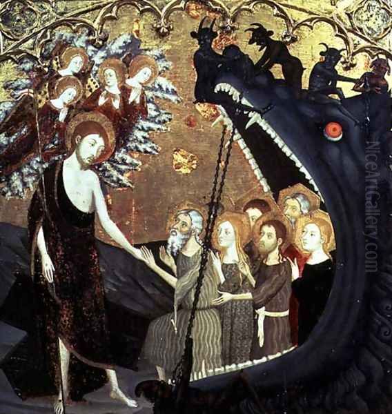 Panel of the Descent into Limbo, from the altarpiece of the convent of Santo Sepulchro, Zaragoza Oil Painting by Jaume Serra