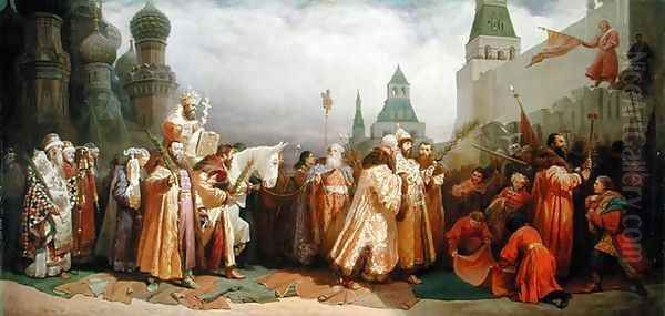 Palm Sunday Procession under the Reign of Tsar Alexis Romanov 1629-76 1868 Oil Painting by Viatcheslav Grigorievitch Schwarz