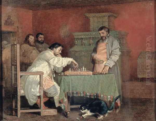 Scene from the Life of the Russian Tsar Playing Chess, 1865 by Viatcheslav Grigorievitch Schwarz