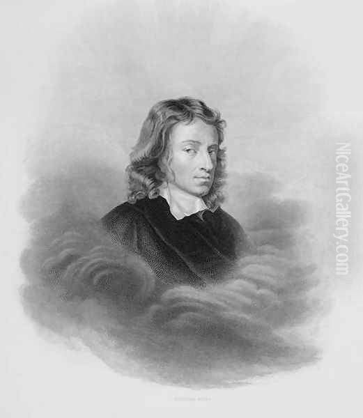 Portrait of John Milton 1608-74 engraved by the artist Oil Painting by Alexandre Vincent Sixdeniers