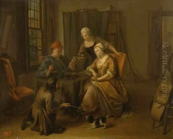 Shoemaker Oil Painting by Aert Schouman